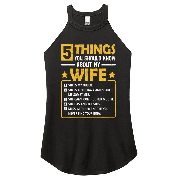 5 Things You Should Know About My Wife Funny Mommy Women's Perfect Tri Rocker Tank