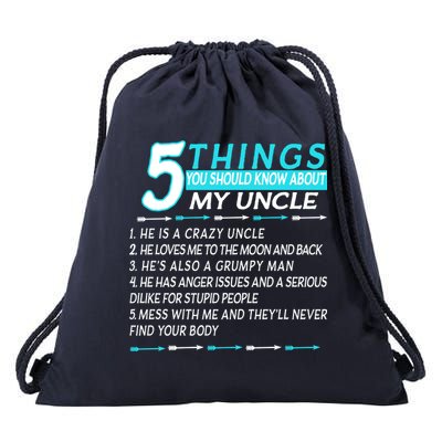 5 Things You Should Know About My Uncle Funny Drawstring Bag