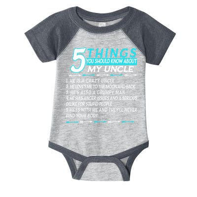 5 Things You Should Know About My Uncle Funny Infant Baby Jersey Bodysuit