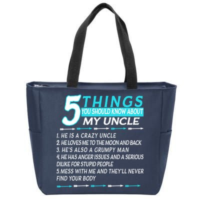 5 Things You Should Know About My Uncle Funny Zip Tote Bag