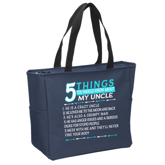 5 Things You Should Know About My Uncle Funny Zip Tote Bag