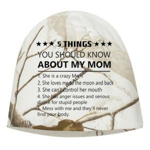 5 Things You Should Know About My Mom Funny Mom Love Mothers Kati - Camo Knit Beanie