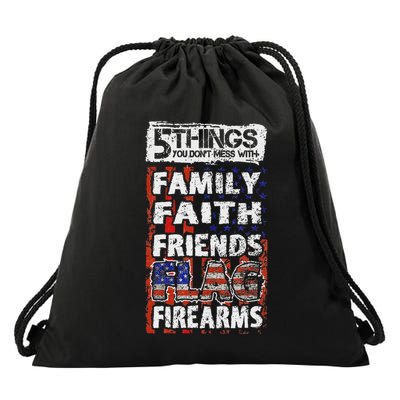 5 Things You Dont Mess With For Proud Patriotic American Drawstring Bag