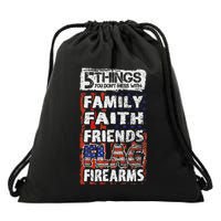 5 Things You Dont Mess With For Proud Patriotic American Drawstring Bag
