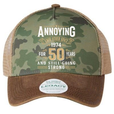 50th Wedding Anniversary Annoying Each Other Since 1974 Legacy Tie Dye Trucker Hat