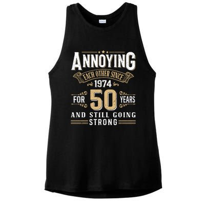 50th Wedding Anniversary Annoying Each Other Since 1974 Ladies PosiCharge Tri-Blend Wicking Tank