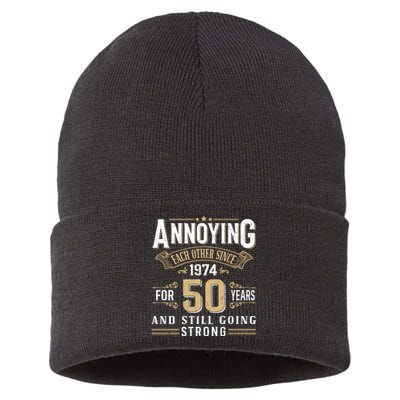 50th Wedding Anniversary Annoying Each Other Since 1974 Sustainable Knit Beanie