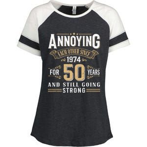 50th Wedding Anniversary Annoying Each Other Since 1974 Enza Ladies Jersey Colorblock Tee