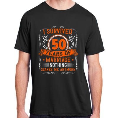 50th Wedding Anniversary 50 Years Married Husband & Wife Adult ChromaSoft Performance T-Shirt