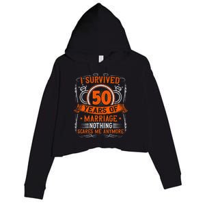 50th Wedding Anniversary 50 Years Married Husband & Wife Crop Fleece Hoodie