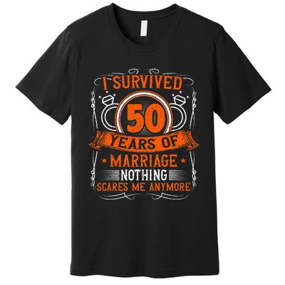 50th Wedding Anniversary 50 Years Married Husband & Wife Premium T-Shirt