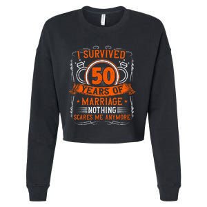 50th Wedding Anniversary 50 Years Married Husband & Wife Cropped Pullover Crew