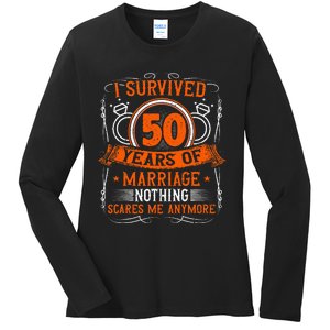 50th Wedding Anniversary 50 Years Married Husband & Wife Ladies Long Sleeve Shirt