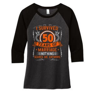 50th Wedding Anniversary 50 Years Married Husband & Wife Women's Tri-Blend 3/4-Sleeve Raglan Shirt