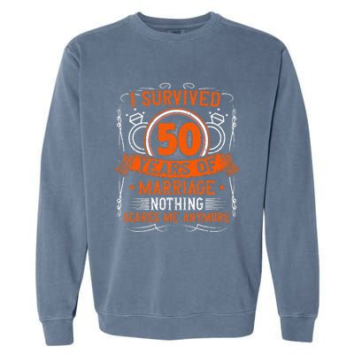 50th Wedding Anniversary 50 Years Married Husband & Wife Garment-Dyed Sweatshirt