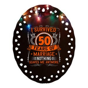 50th Wedding Anniversary 50 Years Married Husband & Wife Ceramic Oval Ornament