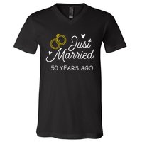 50th Wedding Anniversary Just Married 50 Years Ago V-Neck T-Shirt