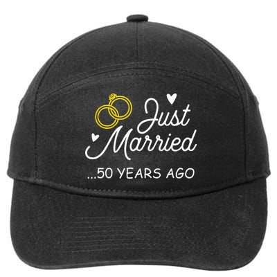 50th Wedding Anniversary Just Married 50 Years Ago 7-Panel Snapback Hat