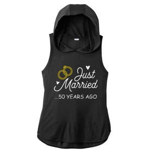 50th Wedding Anniversary Just Married 50 Years Ago Ladies PosiCharge Tri-Blend Wicking Draft Hoodie Tank