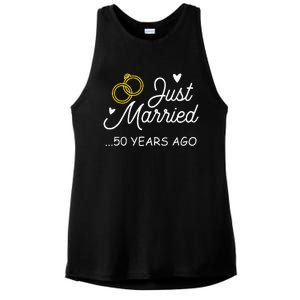 50th Wedding Anniversary Just Married 50 Years Ago Ladies PosiCharge Tri-Blend Wicking Tank