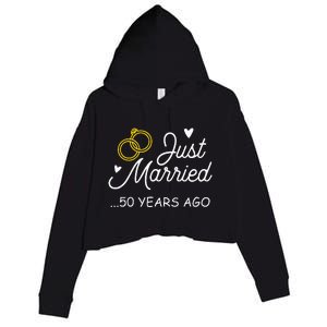 50th Wedding Anniversary Just Married 50 Years Ago Crop Fleece Hoodie