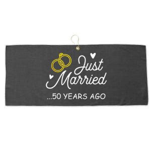 50th Wedding Anniversary Just Married 50 Years Ago Large Microfiber Waffle Golf Towel