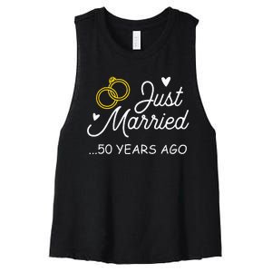 50th Wedding Anniversary Just Married 50 Years Ago Women's Racerback Cropped Tank