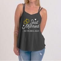 50th Wedding Anniversary Just Married 50 Years Ago Women's Strappy Tank