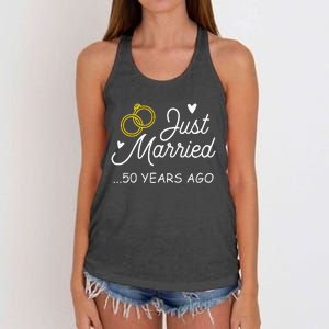 50th Wedding Anniversary Just Married 50 Years Ago Women's Knotted Racerback Tank