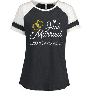 50th Wedding Anniversary Just Married 50 Years Ago Enza Ladies Jersey Colorblock Tee