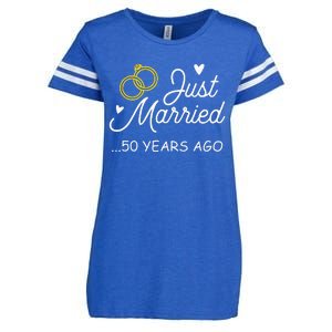 50th Wedding Anniversary Just Married 50 Years Ago Enza Ladies Jersey Football T-Shirt