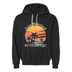 50th Wedding Anniversary Cruise Just Married 50 Years Garment-Dyed Fleece Hoodie