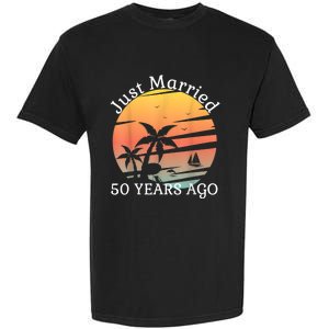 50th Wedding Anniversary Cruise Just Married 50 Years Garment-Dyed Heavyweight T-Shirt