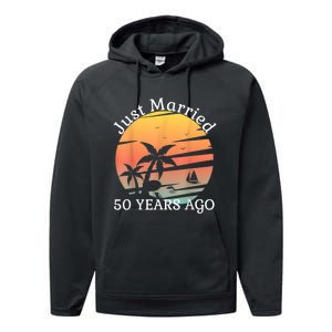 50th Wedding Anniversary Cruise Just Married 50 Years Performance Fleece Hoodie