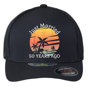 50th Wedding Anniversary Cruise Just Married 50 Years Flexfit Unipanel Trucker Cap