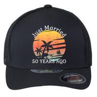 50th Wedding Anniversary Cruise Just Married 50 Years Flexfit Unipanel Trucker Cap