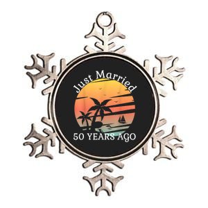 50th Wedding Anniversary Cruise Just Married 50 Years Metallic Star Ornament