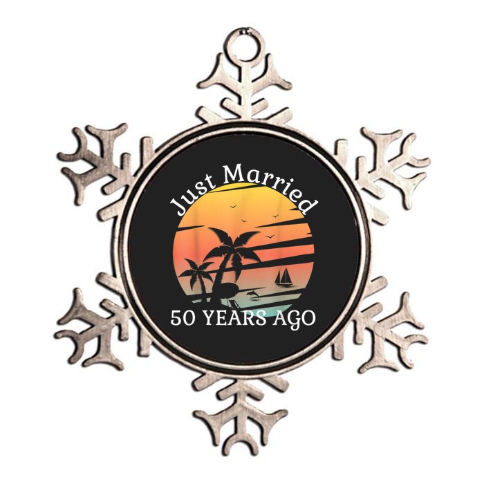 50th Wedding Anniversary Cruise Just Married 50 Years Metallic Star Ornament