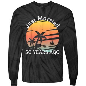 50th Wedding Anniversary Cruise Just Married 50 Years Tie-Dye Long Sleeve Shirt