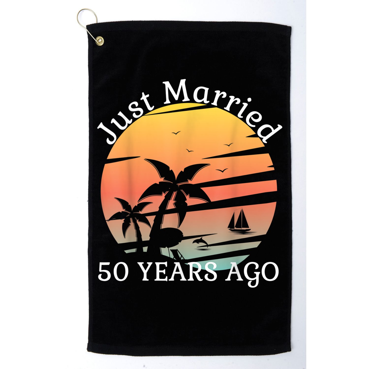 50th Wedding Anniversary Cruise Just Married 50 Years Golf Towel