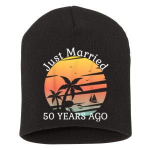 50th Wedding Anniversary Cruise Just Married 50 Years Short Acrylic Beanie