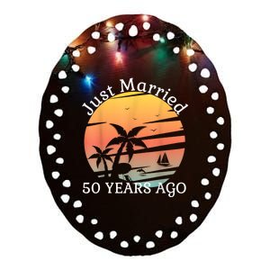 50th Wedding Anniversary Cruise Just Married 50 Years Ceramic Oval Ornament