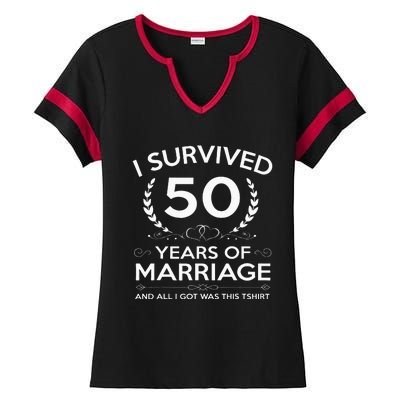 50th Wedding Anniversary Gifts Couples Husband Wife 50 Years Ladies Halftime Notch Neck Tee