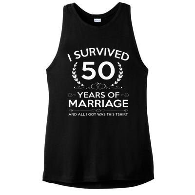 50th Wedding Anniversary Gifts Couples Husband Wife 50 Years Ladies PosiCharge Tri-Blend Wicking Tank