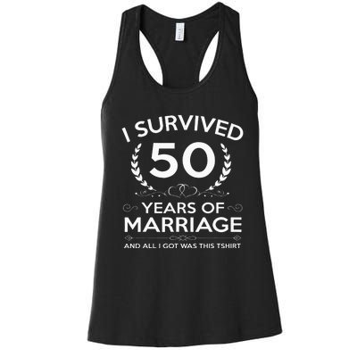 50th Wedding Anniversary Gifts Couples Husband Wife 50 Years Women's Racerback Tank