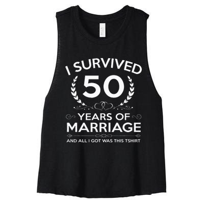 50th Wedding Anniversary Gifts Couples Husband Wife 50 Years Women's Racerback Cropped Tank