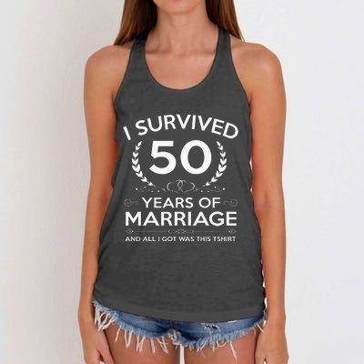 50th Wedding Anniversary Gifts Couples Husband Wife 50 Years Women's Knotted Racerback Tank