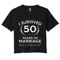 50th Wedding Anniversary Gifts Couples Husband Wife 50 Years Women's Crop Top Tee