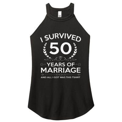 50th Wedding Anniversary Gifts Couples Husband Wife 50 Years Women's Perfect Tri Rocker Tank