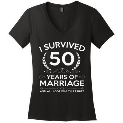 50th Wedding Anniversary Gifts Couples Husband Wife 50 Years Women's V-Neck T-Shirt